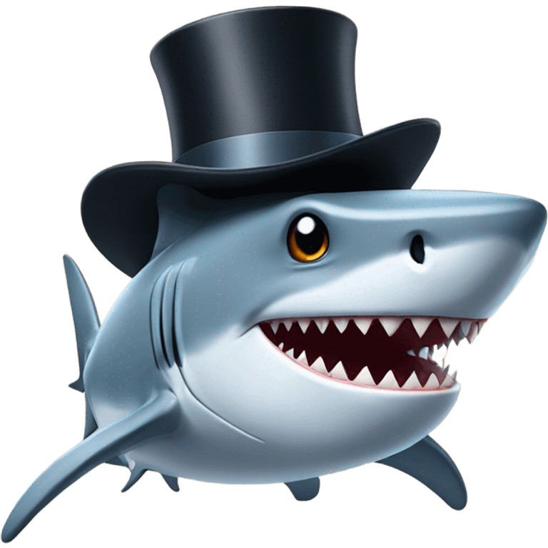 Shark with a top hat emoji