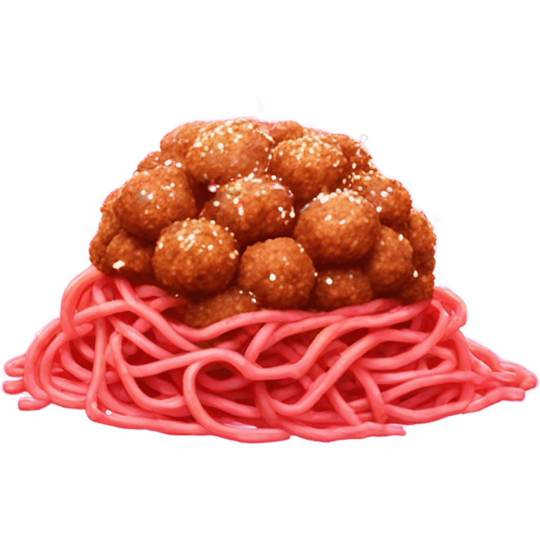 Hot pink spaghetti and meatballs with glitter  emoji