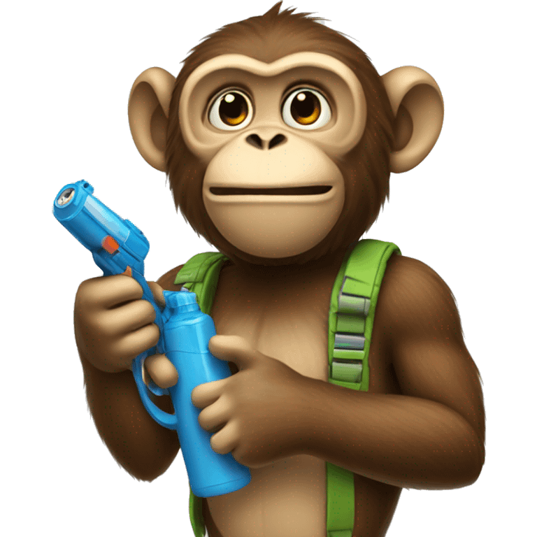 Monkey holding a water gun emoji