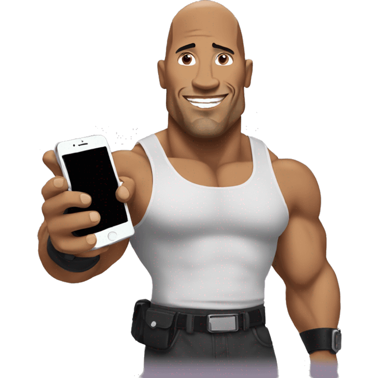 the rock holding a mobile phone emoji