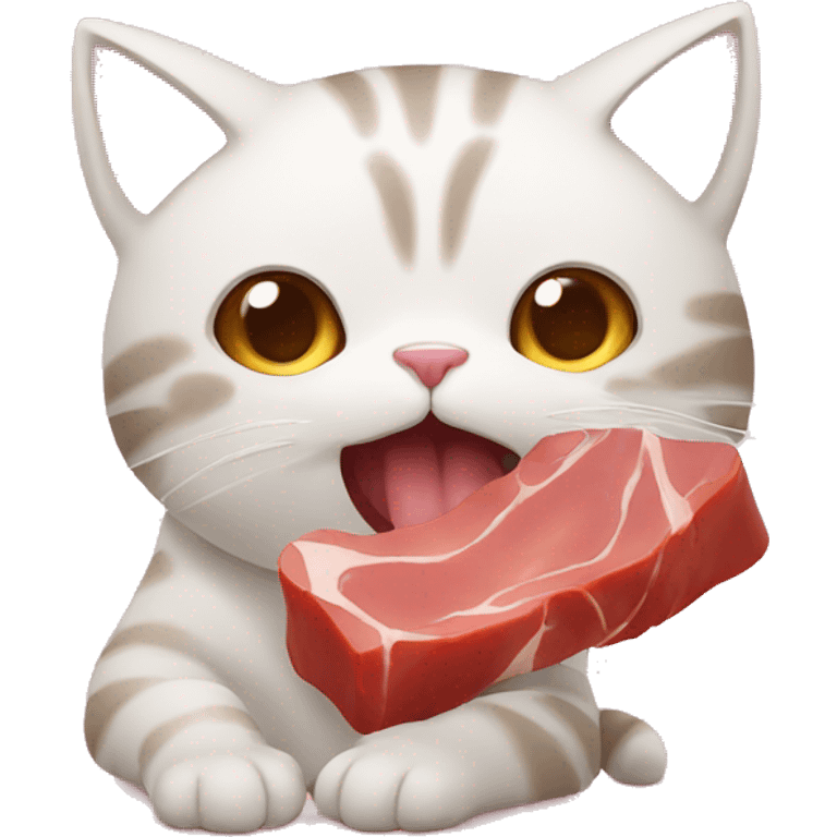 cute cat eating meat emoji