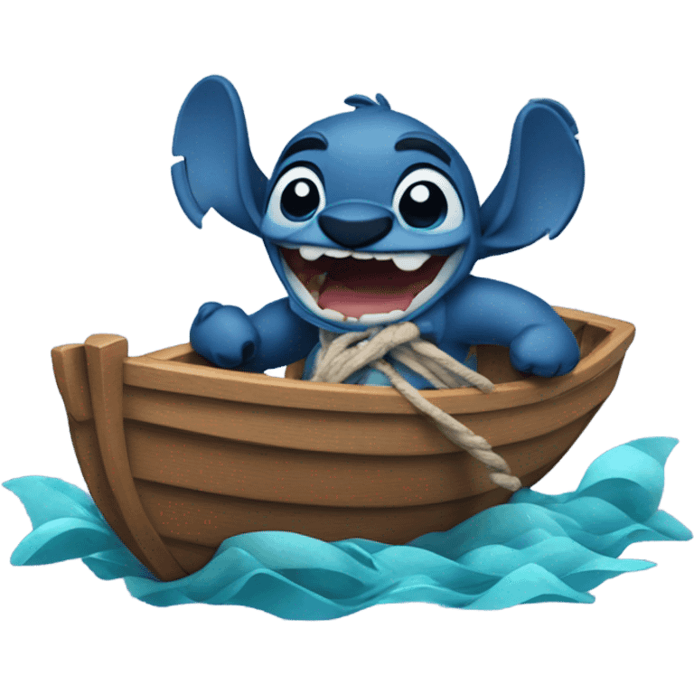 Stitch in a boat emoji