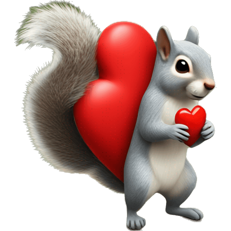 Squirrel hiking a red heart  emoji