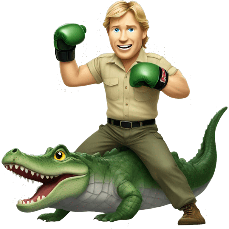 Steve Irwin boxing on a crocodile emoji