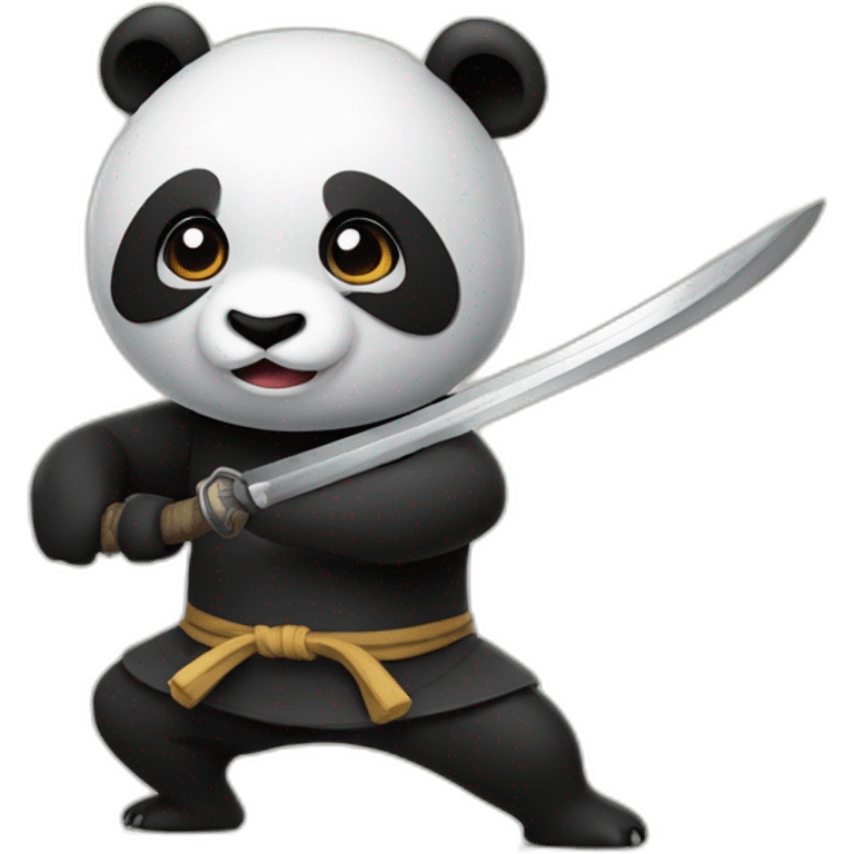 Un panda habillé en ninja avec un masque et un sabre emoji