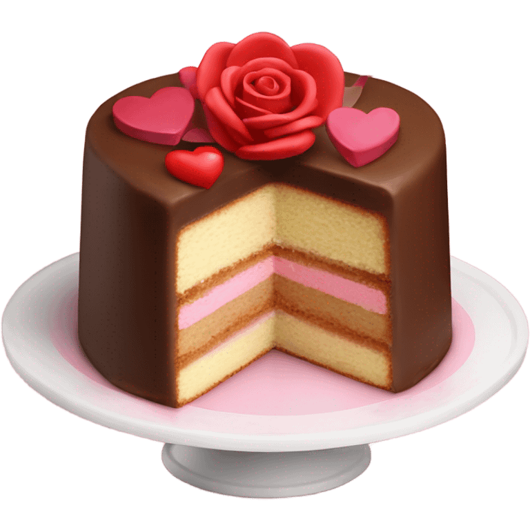 valentine’s day cake with rose emoji