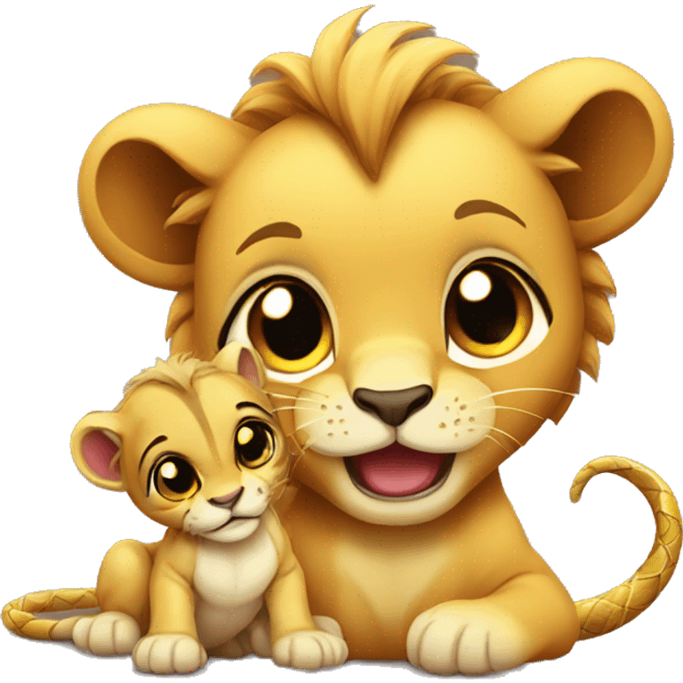 Baby lion and baby snake emoji