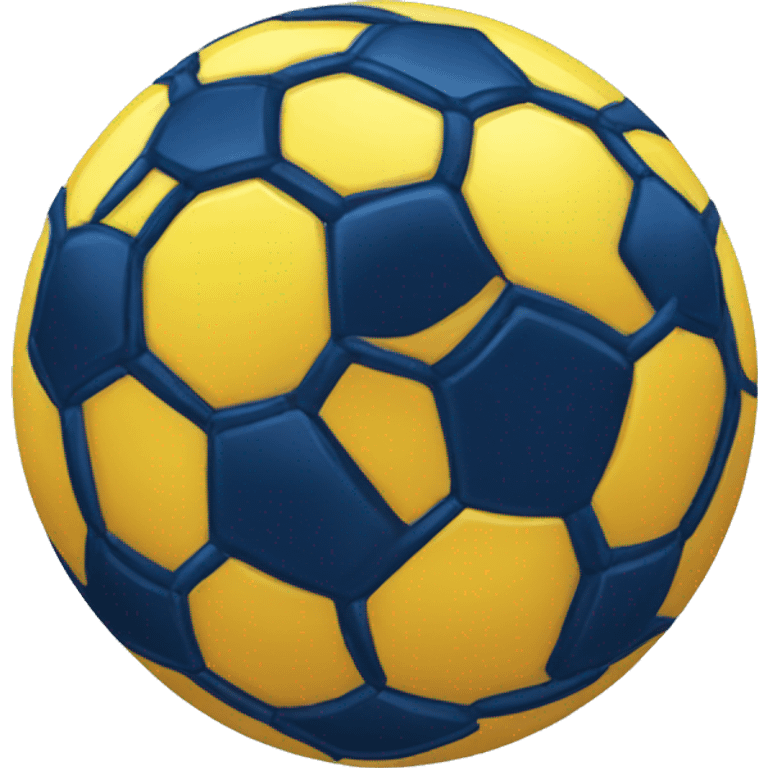 A soccer ball with dark blue and yellow color emoji