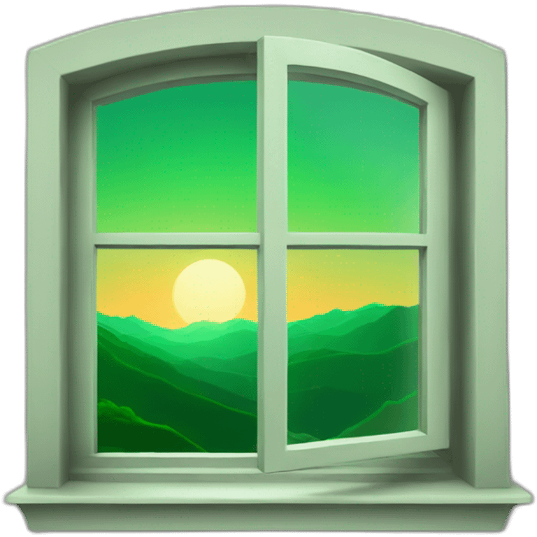 Window with green sunset  emoji