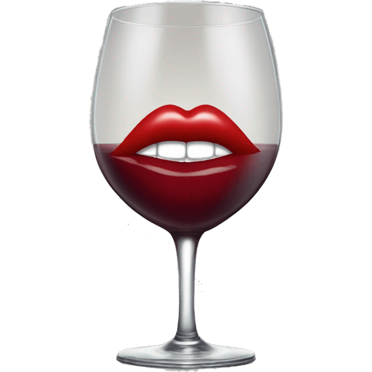 Wine glass with a red lipstick kiss mark on it emoji