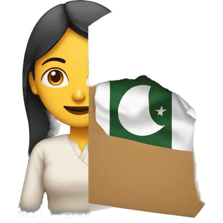 PAKISTANI WOMAN WITH A CARDBOARD emoji