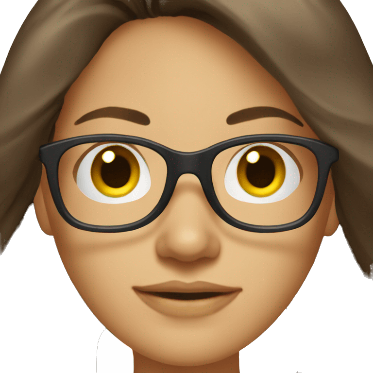 Brunette woman in her mid-30s with glasses and long hair emoji