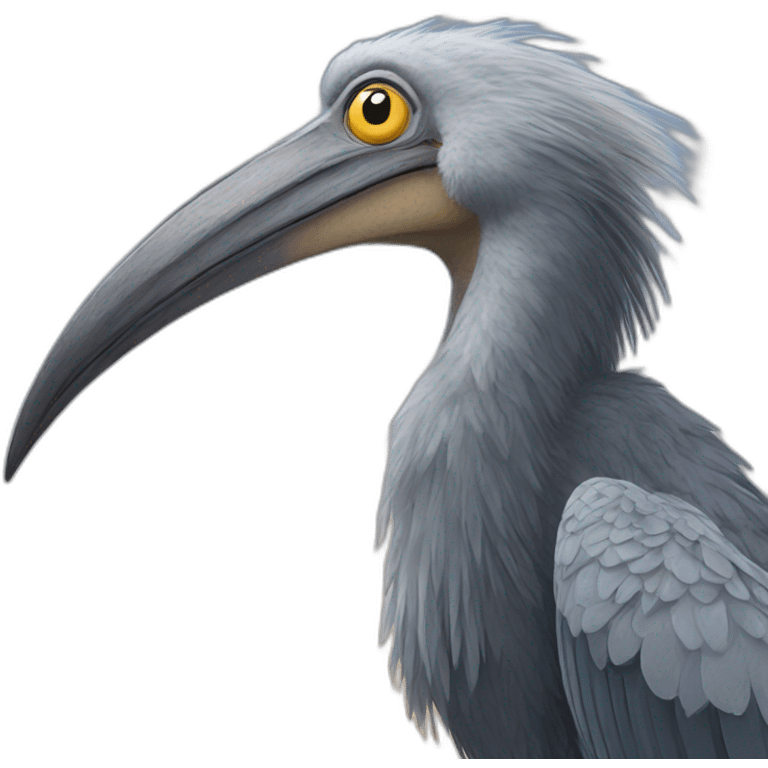 A shoebill looking cheeky emoji