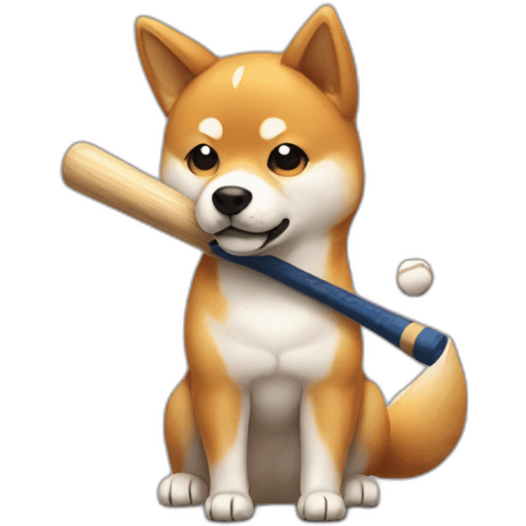 shiba inu holding a baseball bat, sitting emoji