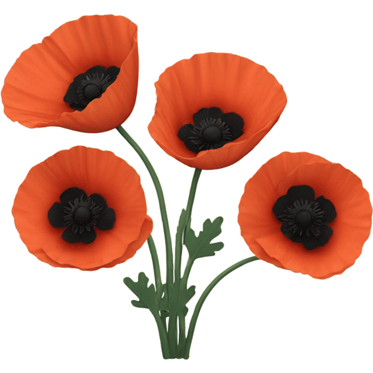 Poppy with black leaves  emoji