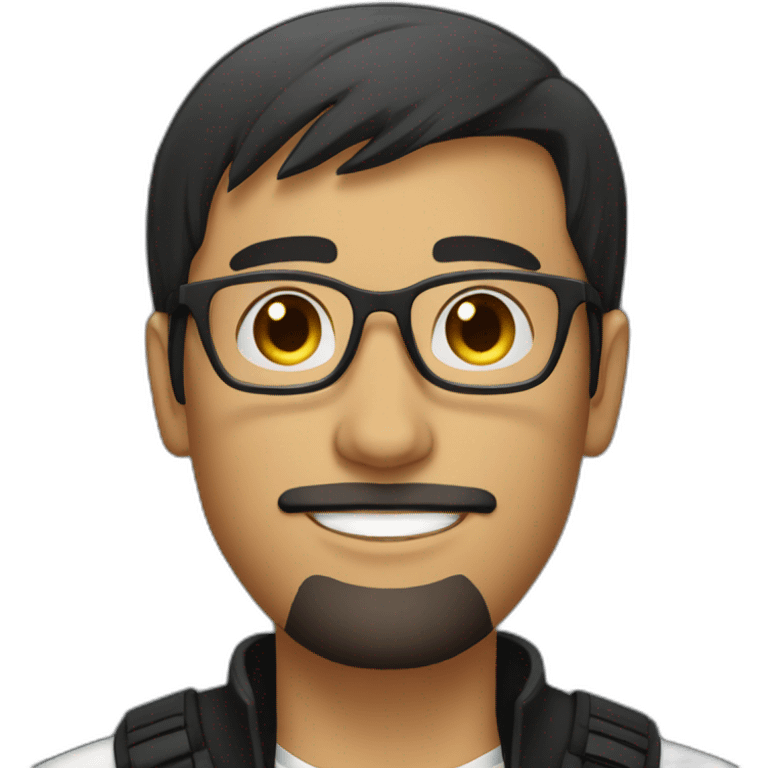 white young man with round glasses and black straight short hair and short blackbeard emoji