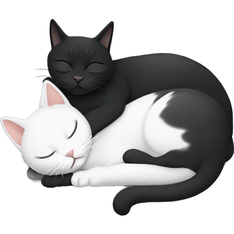 Black grey and white cat sleeping with a black cat emoji