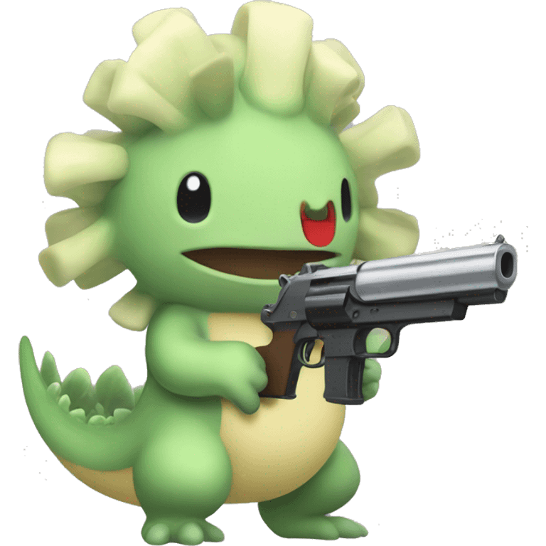 breloom holding a pistol emoji