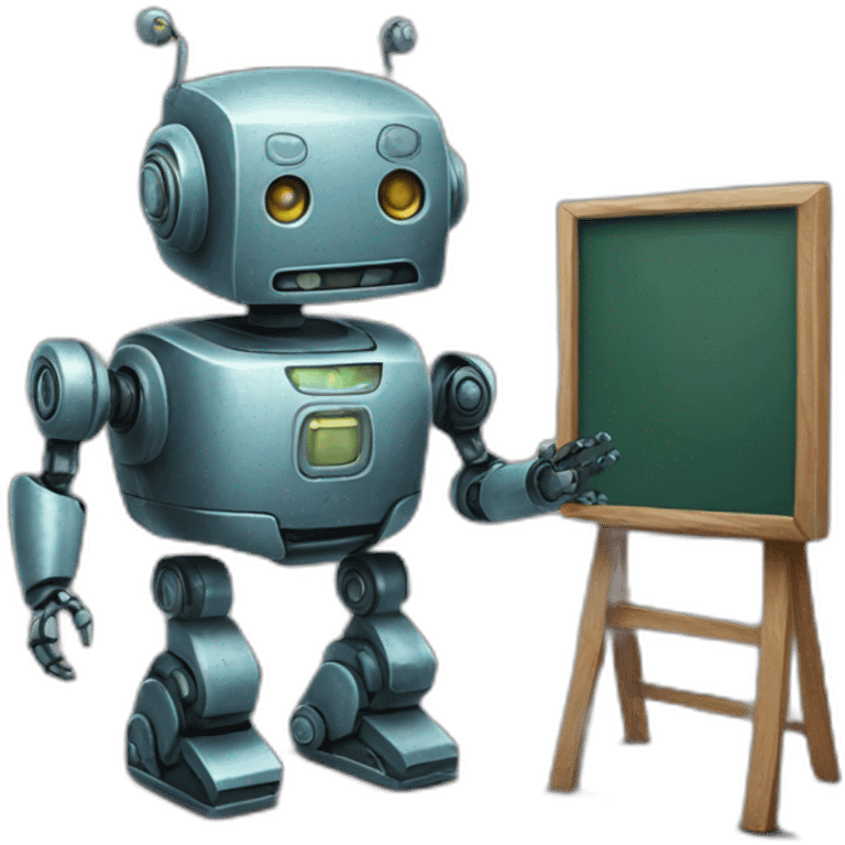 robot and a chalkboard emoji