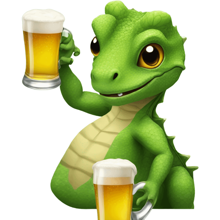 Lizard with a beer emoji