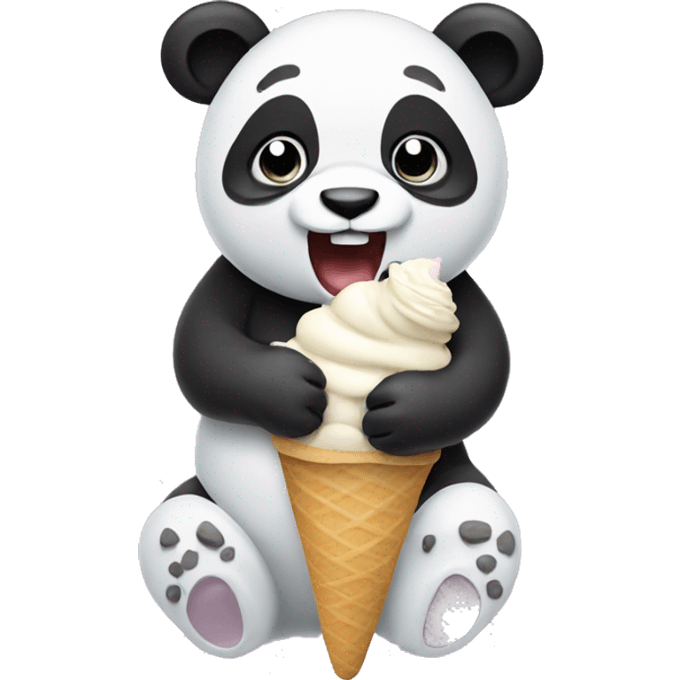 Panda eating ice cream emoji