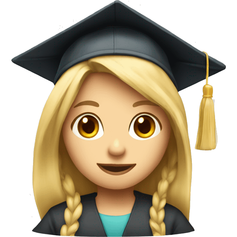 Blonde Long haired Student Girl with Student cap emoji