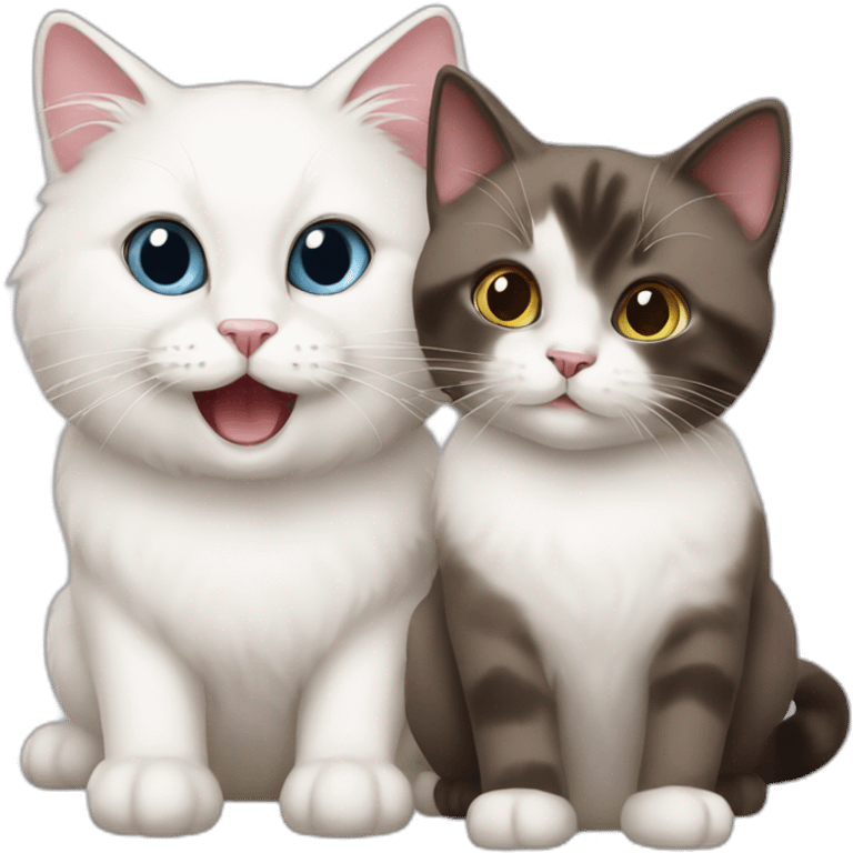 White cat and ragdoll cat playing  emoji