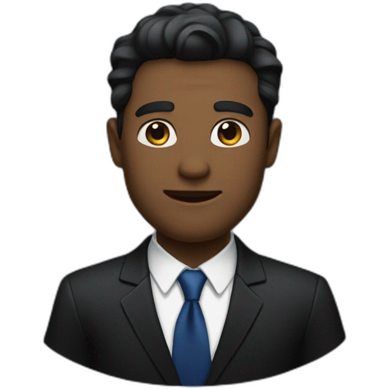 a bold man in a black suit wearing a dark blue shirt and a black ties emoji