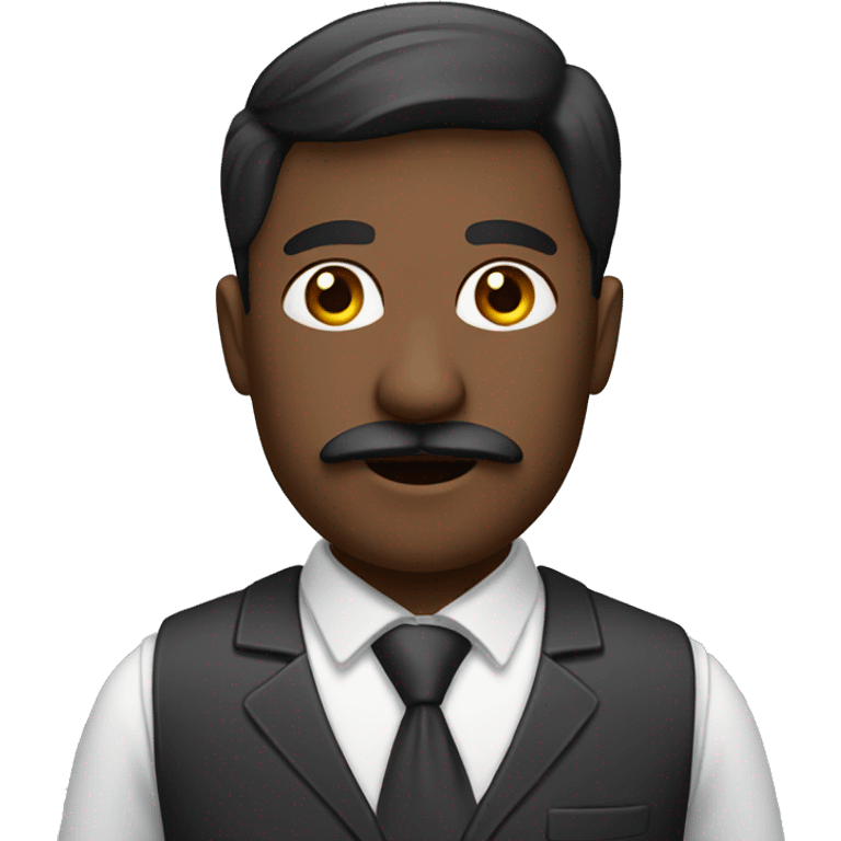 Office worker with mustache, brown skin emoji