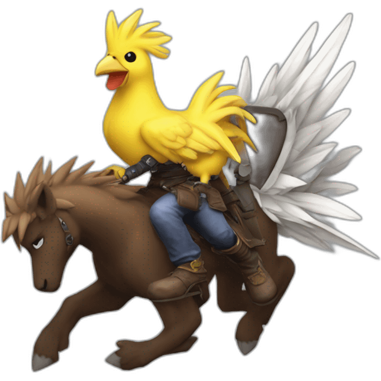 Cloud strife mounting a chocobo emoji