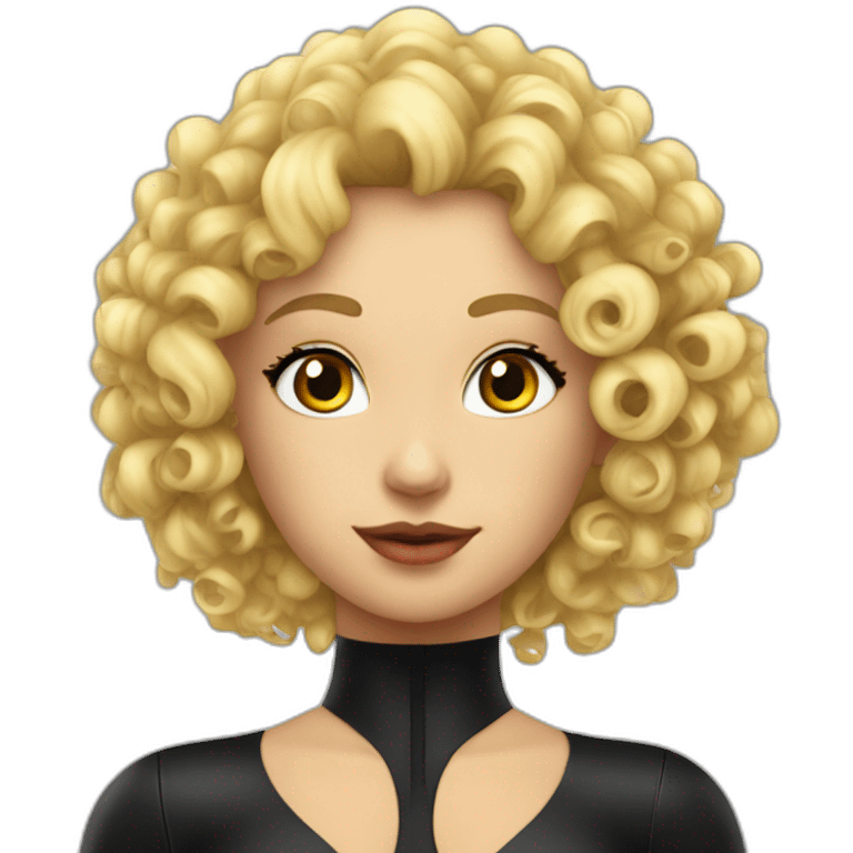 curly-blonde-woman-latex-black-catsuit emoji