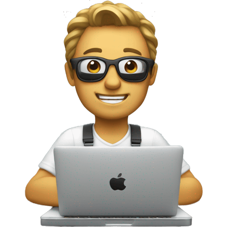 Switzerland developer working on a macbook on vacation emoji