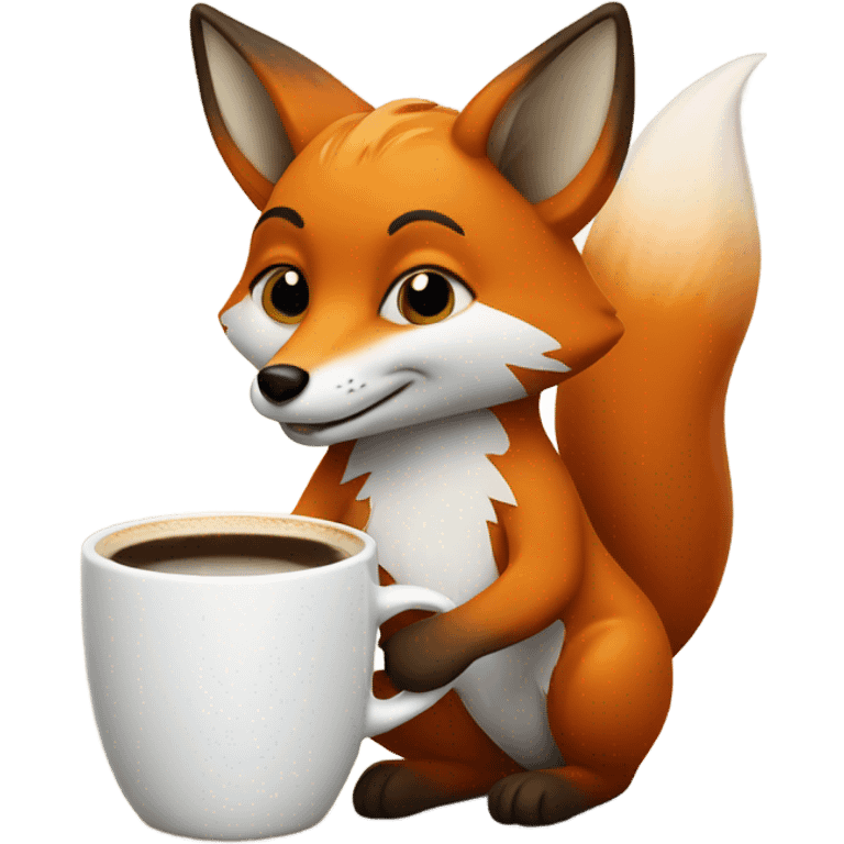 Tiny fox with mug of coffee emoji