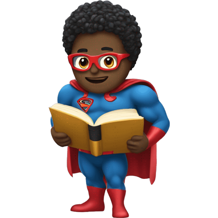 superhero holding a book reading emoji