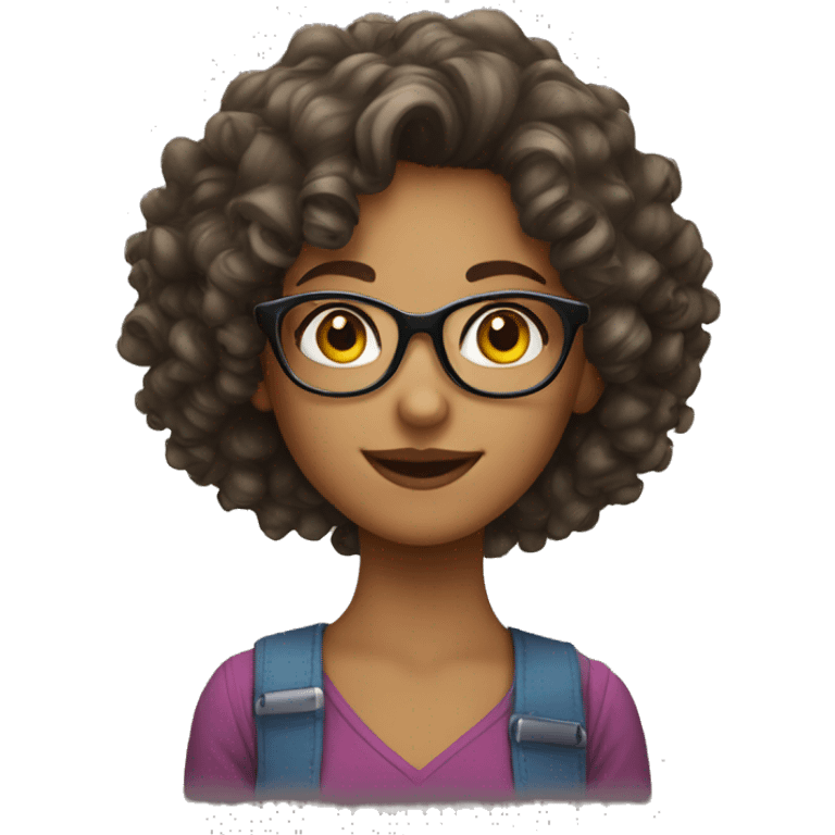 Pretty Curly hair girl with glasses  emoji