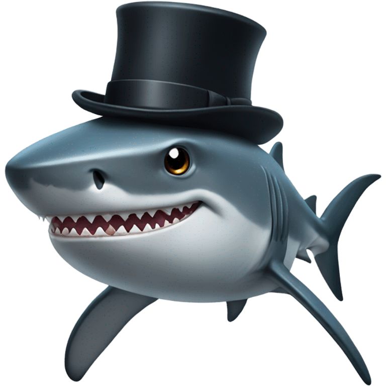 Shark with a top hat emoji