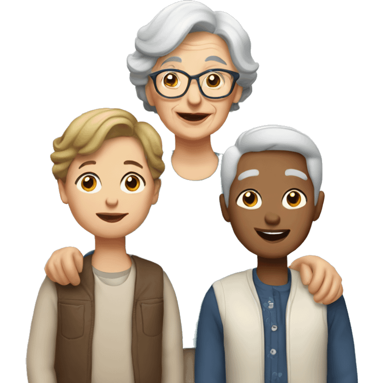 Grandma with a boy and girl emoji