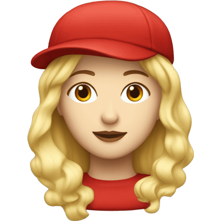 Blonde woman in red ivy cap emoji