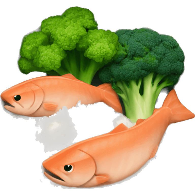 Bowl with rice, Salmon and broccoli pieces  emoji