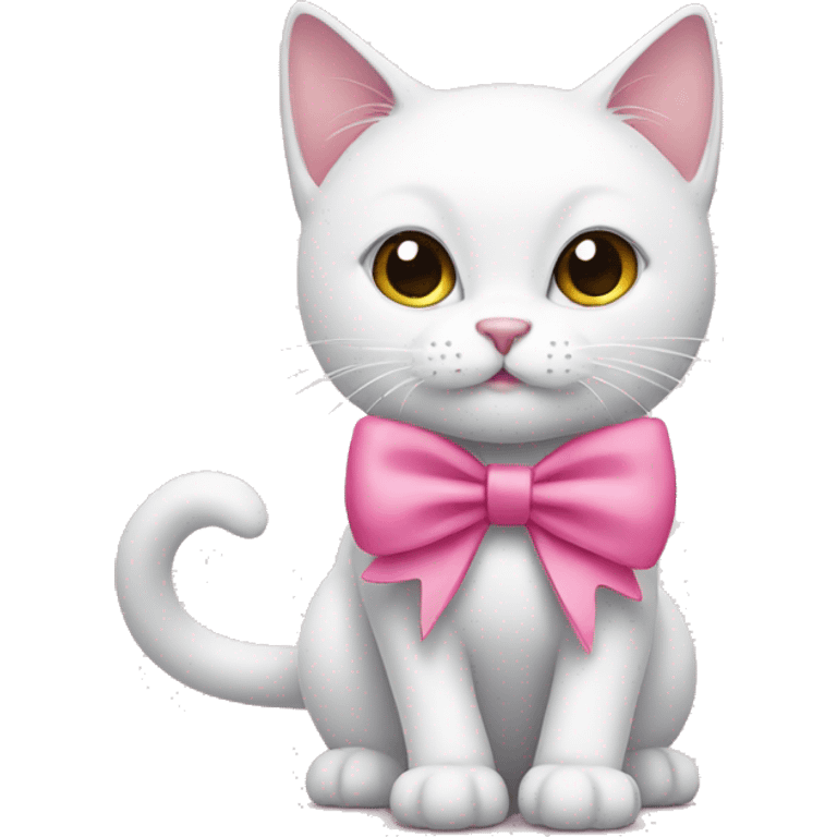 White cat with pink bow emoji