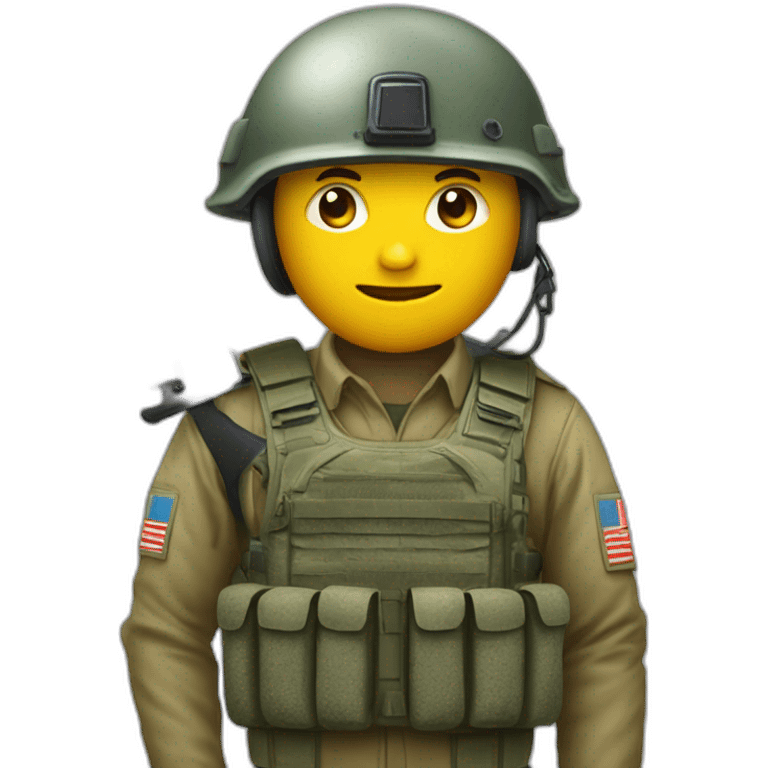 Un pousin avec un casque militaire et un couteau emoji