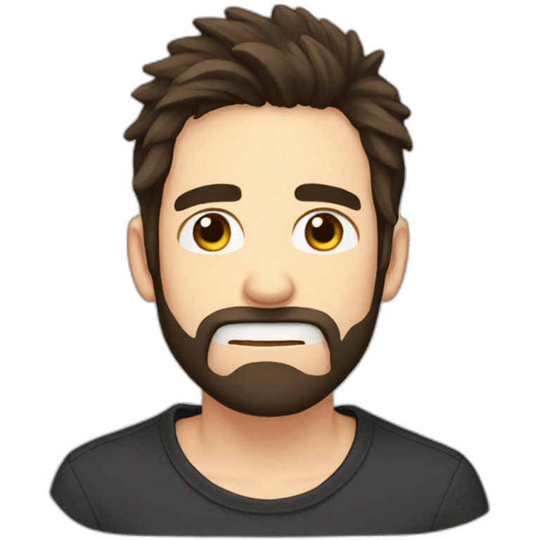 male streamer,darkbrown hair,beard around mouth, crying emoji