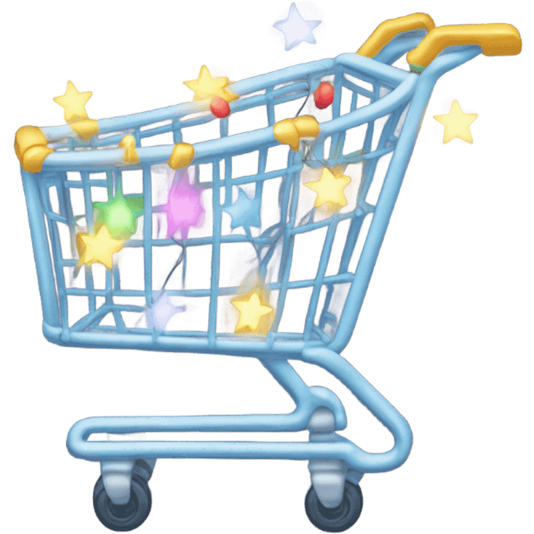 shopping cart wrapped in twinkle lights  emoji