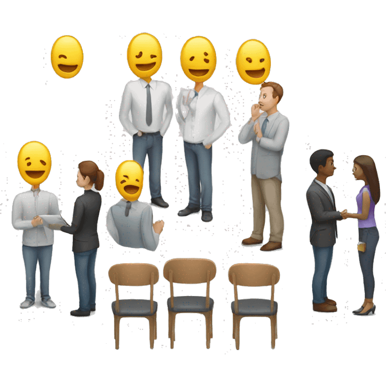 daily standup meeting light colored chairs emoji