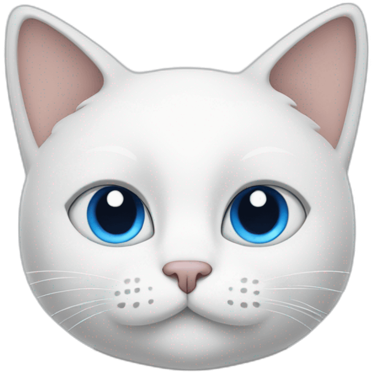 white cartoon cat with a blue right ear, with a blue spot around the right eye, and the left side is white emoji