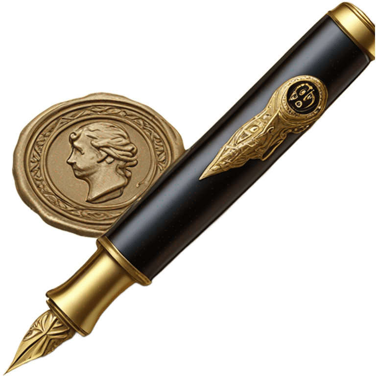 Fountain pen and wax seal stamp emoji