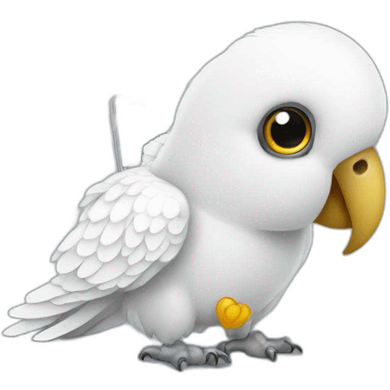 white parrot with a phone emoji