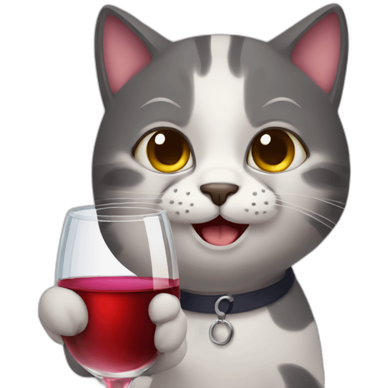 Cat with a glass of wine emoji