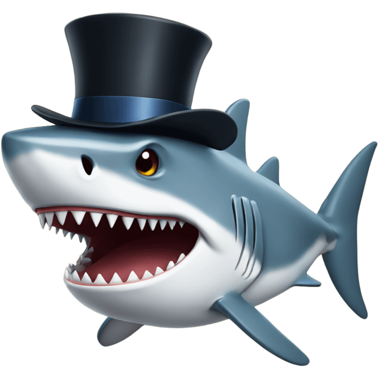 Shark with a top hat emoji