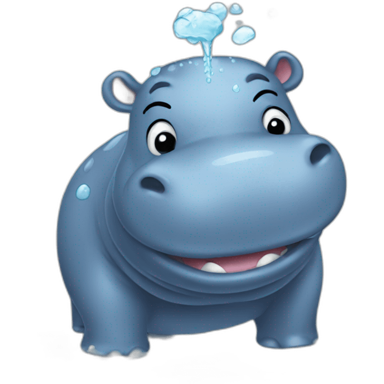 hippo taking a shower emoji